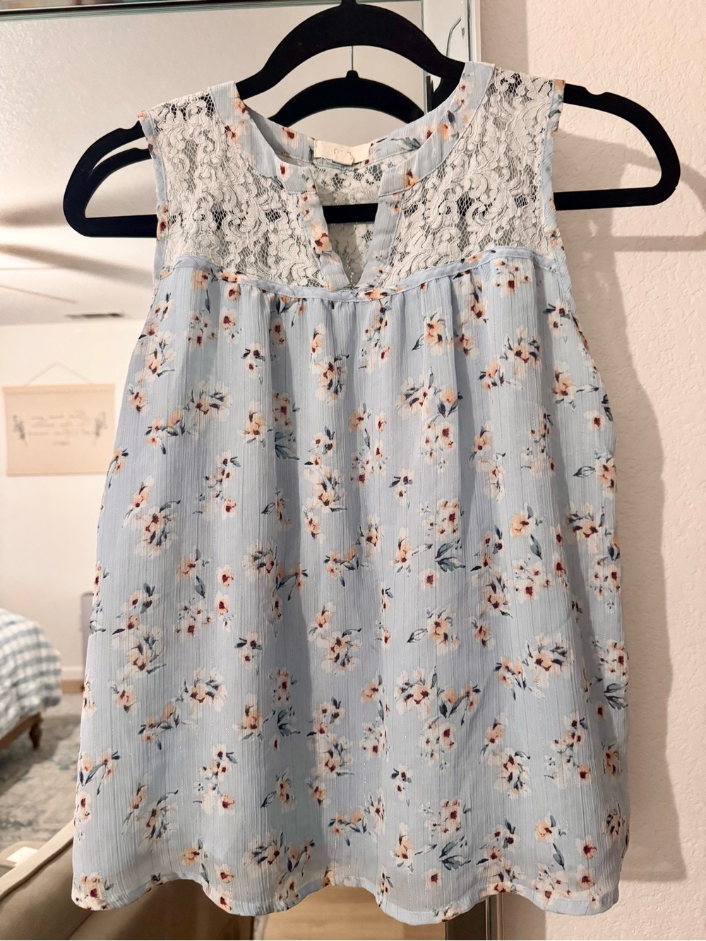 FA Blue Floral Lace Top
